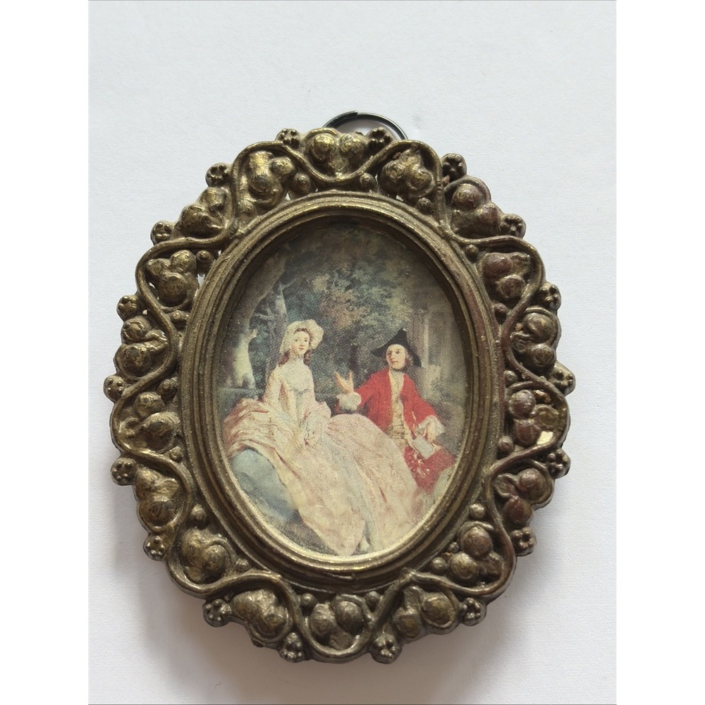 Vintage Victorian Lady Cameo In Ornate Metal Frame 2.75 In X 2.75 In - Hanging
